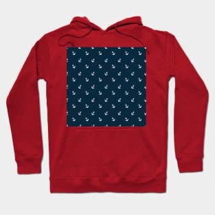 Navy Blue Nautical with White Anchors Hoodie